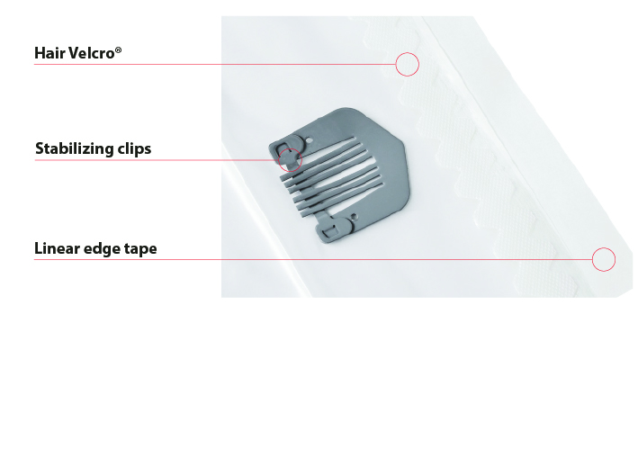 A diagram showing the parts of a Stray Away hair clip.